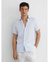 Reiss - Slim Fit Linen Button-Through Shirt - Lyst