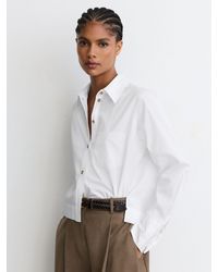 Reiss - Cotton Cropped Long-Sleeve Shirt - Lyst