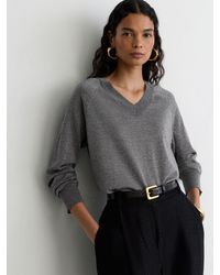 Reiss - Wool-Blend Metallic-Knit V-Neck Jumper - Lyst