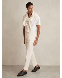 Reiss - Cantwell - Stone Stretch Cotton Tapered Trousers, 34 - Lyst
