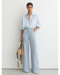 Reiss - Lyocell-Linen Wide-Leg Trousers - Lyst