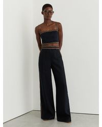 Reiss - Petite Linen Wave-Trim Wide-Leg Trousers - Lyst