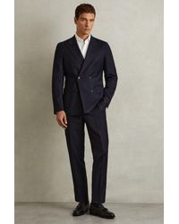 Reiss - Db - Navy Combo Wool-Blend Double Breasted Suit Jacket - Lyst