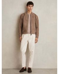 Reiss - Suede Zip-Through Bomber Jacket - Lyst