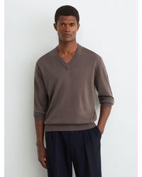Reiss - Earlsfield Merino Wool V-Neck Jumper - Lyst