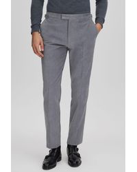 Reiss - Kempton - Ice Blue Slim Fit Corduroy Trousers With Turn-ups - Lyst
