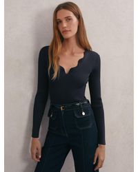 Reiss - Crochet-Trim Rib-Knit Top - Lyst