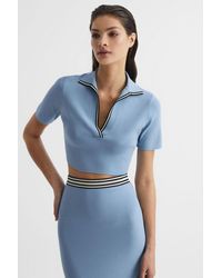 Reiss - Brooke - Blue Cropped Polo Shirt Co-ord, M - Lyst
