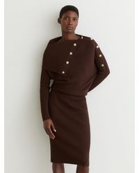 Reiss - Draped Off-Shoulder Rib-Knit Dress - Lyst