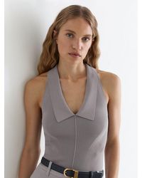 Reiss - Collared Rib-Knit Vest - Lyst