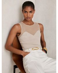 Reiss - Mesh Rib-Knit Sweetheart Vest - Lyst
