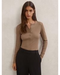 Reiss - Stretch-Cotton Half-Button Top - Lyst