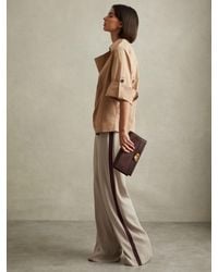 Reiss - Side Stripe Wide Leg Trousers - Lyst