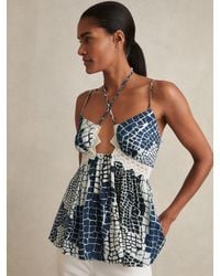 Reiss - Animal Print Lace Trim Cami Top - Lyst