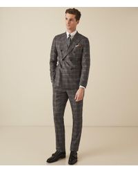 Reiss Checked Double Breasted Suit - Gray
