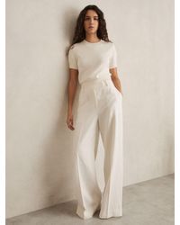 Reiss - Petite Linen-Blend Wide-Leg Trousers - Lyst