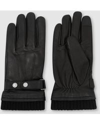 Reiss - Leather Ribbed-Cuff Gloves - Lyst