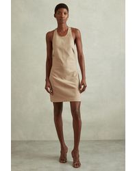 Reiss - Cecily - Neutral Wool Strappy Tie Back Mini Dress - Lyst