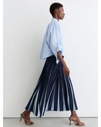 Reiss - Serena - Navy/pale Blue Contrast Pleated Midi Skirt, Us 2 - Lyst