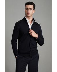 Reiss - Hampshire - Black Merino Wool Funnel-neck Jacket, Uk X-large - Lyst