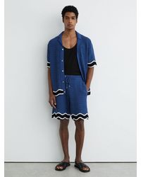 Reiss - Cotton-Blend Wave-Knit Tipped Shorts - Lyst