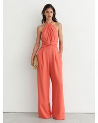Reiss - Twist-Front Halterneck Wide-Leg Jumpsuit - Lyst