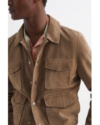 Reiss - Ballina - Taupe Suede Pocket Front Jacket - Lyst
