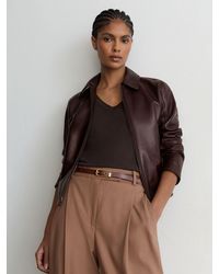 Reiss - Leather Zip-Through Moto Jacket - Lyst