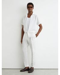Reiss - Linen-Blend Side-Adjuster Tapered Trousers - Lyst