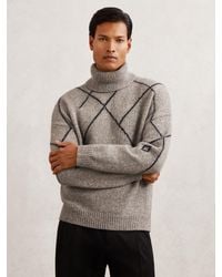 Reiss - Wool-Blend Roll-Neck Argyle Jumper - Lyst