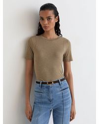 Reiss - Lyocell-Wool Ruched Crew-Neck T-Shirt - Lyst