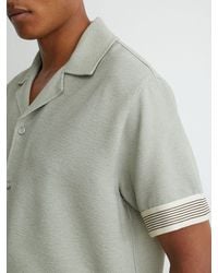 Reiss - Textured Stripe-Tape Cuban-Collar Shirt - Lyst
