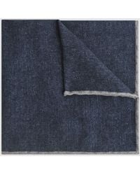 Reiss - Halley - Indigo Wool-silk Blend Pocket Square, One - Lyst