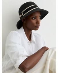 Reiss - Ribbon-Trim Straw-Effect Hat, S & M - Lyst