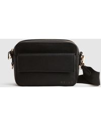 Reiss - Clea - Black Leather Crossbody Bag, One - Lyst