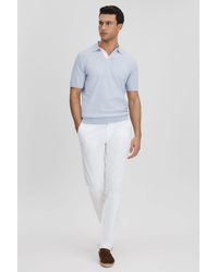 Reiss - Boston - Soft Blue Cotton Blend Contrast Open Collar Shirt - Lyst