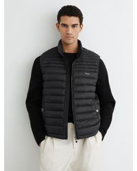Reiss - Alpine - Black Quilted Zip-through Gilet, S - Lyst