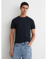 Reiss - Bless - Navy Marl Cotton-blend Tailored-fit T-shirt, Xl - Lyst