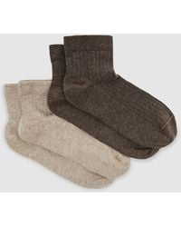 Reiss - Becci - Taupe Brown 2-pack Cotton-blend Ribbed Trainer Socks, Us 5-7 - Lyst