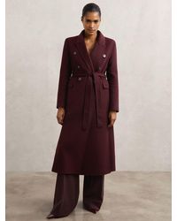 Reiss - Petite Double-Breasted Blindseam Coat Wool-Blend - Lyst