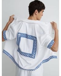Reiss - Bleeker - White Cotton-blend Towelling Embroidered Shirt, Xl - Lyst