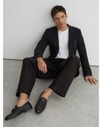 Reiss - Tumble - Black Harry Tumble Tumbled-leather Tassel-detail Loafers, Us 11 (uk 10) - Lyst
