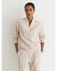 Reiss - Premium Interlock Shawl-Neck Sweatshirt - Lyst