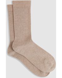 Reiss - Felicia - Oatmeal Cotton Blend Ribbed Loafer Socks, Us 5-7 - Lyst