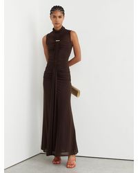 Reiss - Colette - Chocolate Brown Petite Ruched Sleeveless Maxi Dress, Us 2 - Lyst