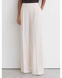 Reiss - Eden Petite Elasticated-Waist Wide-Leg Twill Trousers - Lyst