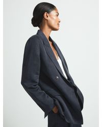 ATELIER - Olivia - Navy Cupro Double Breasted Suit Blazer, Us 10 - Lyst