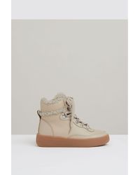 Reiss - Grained Leather And Fleece Ankle Boots - Lyst