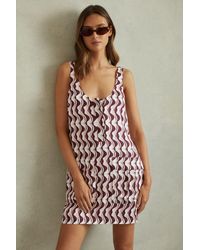 Reiss - Oxsana - Burgundy Wave Print Mini Dress - Lyst