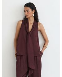 Reiss - Jacquard Tie-Neck Sleeveless Top - Lyst